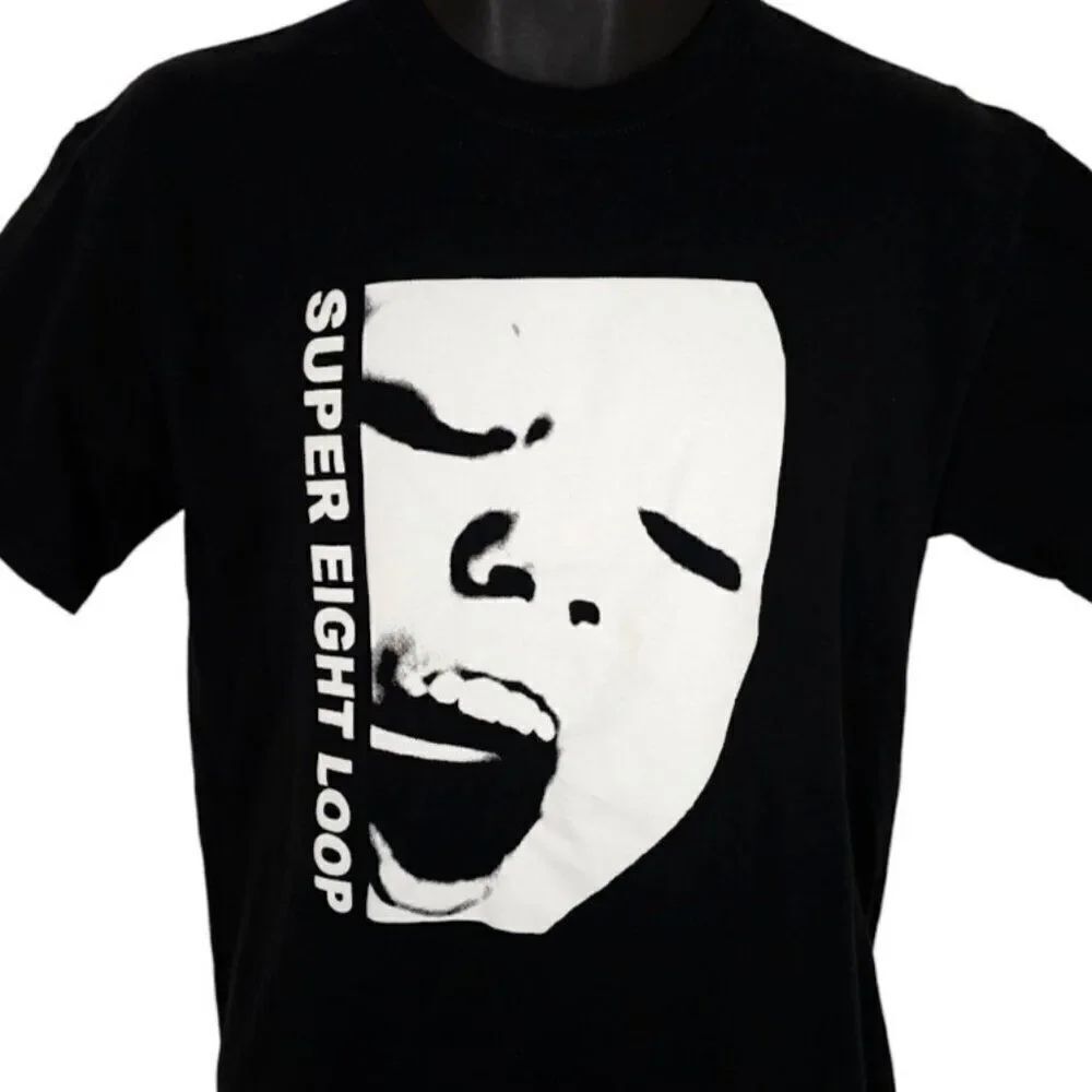 Super Eight Loop T Shirt Mens Size Medium Black Synth Music Face Band